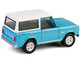 1966 Ford Bronco Custom SUV Turquoise Blue with White Top Barrett Jackson Series 15 1/64 Diecast Model Car Greenlight 37320A