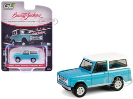1966 Ford Bronco Custom SUV Turquoise Blue with White Top Barrett Jackson Series 15 1/64 Diecast Model Car Greenlight 37320A