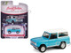 1966 Ford Bronco Custom SUV Turquoise Blue with White Top Barrett Jackson Series 15 1/64 Diecast Model Car Greenlight 37320A