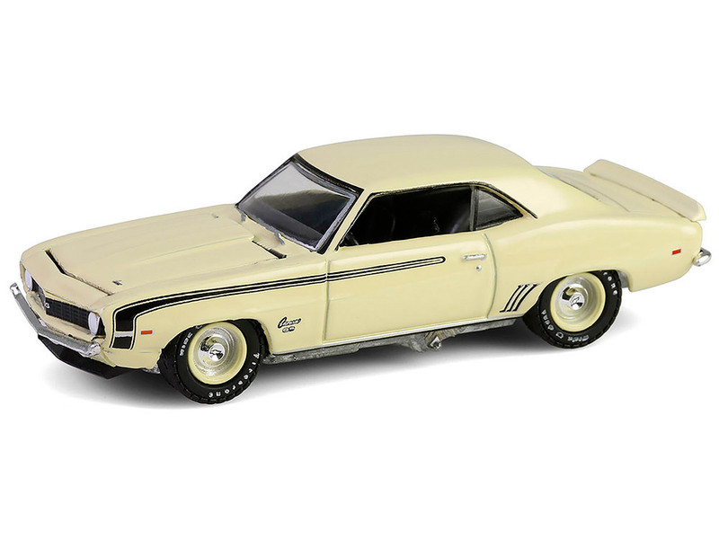 1969 Chevrolet Camaro SS 396 Butternut Yellow with Black Stripes Barrett Jackson Series 15 1/64 Diecast Model Car Greenlight 37320C