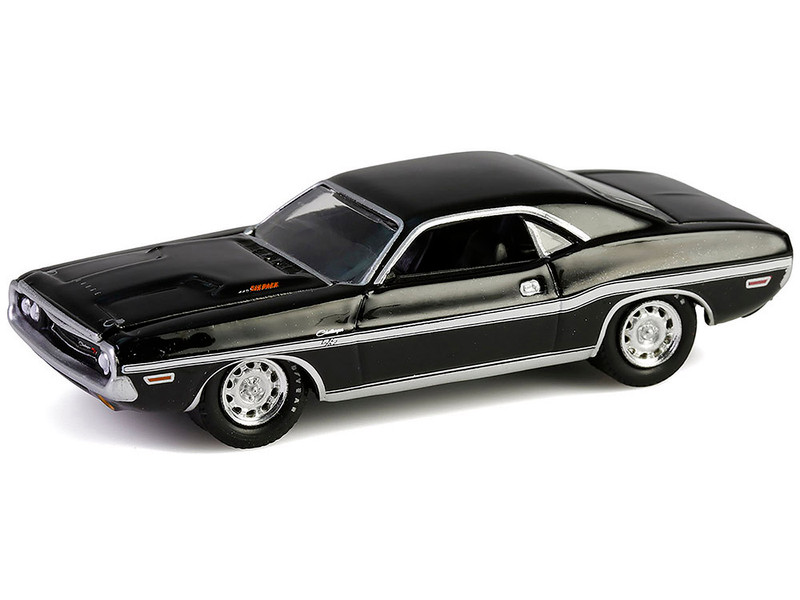1970 Dodge Challenger R T 440 Black with White Stripes Barrett Jackson Series 15 1/64 Diecast Model Car Greenlight 37320D