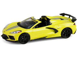 2022 Chevrolet Corvette C8 R Convertible Yellow with Silver Stripes Barrett Jackson Series 15 1/64 Diecast Model Car Greenlight 37320F