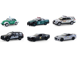 Hot Pursuit Series 47 Set of 6 Police Cars 1/64 Diecast Model Cars Greenlight 43050SET