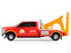 2022 Ram 3500 Dually Wrecker Tow Truck Ignition Towing Co Red and Orange Dually Drivers Series 16 1/64 Diecast Model Car Greenlight 46160E