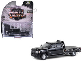 2023 Ram 3500 Dually Flatbed Truck Black Dually Drivers Series 16 1/64 Diecast Model Car Greenlight 46160F