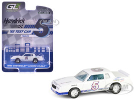 1983 Chevrolet Monte Carlo #5 Hendrick Motorsports First Test Car Tribute White with Blue Stripes and Interior Hobby Exclusive Series 1/64 Diecast Model Car Greenlight GL30520
