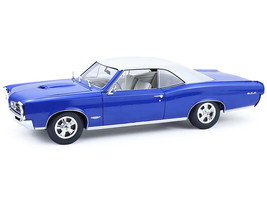 1966 Pontiac GTO Barrier Blue with White Top and Interior 1/18 Diecast Model Car Highway 61 HWY-18047