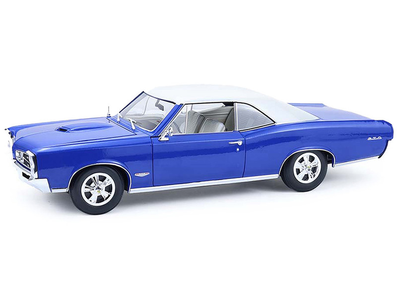 1966 Pontiac GTO Barrier Blue with White Top and Interior 1/18 Diecast Model Car Highway 61 HWY-18047