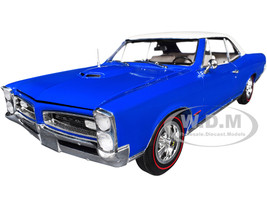 1966 Pontiac GTO Barrier Blue with White Top and Interior 1/18 Diecast Model Car Highway 61 HWY-18047