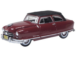 1950 Nash Rambler Custom Landau Convertible Closed Sunset Maroon with Black Top 1/87 (HO) Scale Diecast Model Car Oxford Diecast 87NR50003