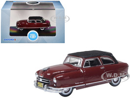 1950 Nash Rambler Custom Landau Convertible Closed Sunset Maroon with Black Top 1/87 (HO) Scale Diecast Model Car Oxford Diecast 87NR50003