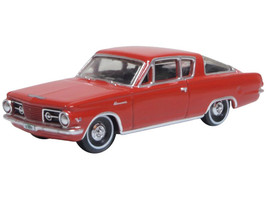1965 Plymouth Barracuda Red 1/87 (HO) Scale Diecast Model Car Oxford Diecast 87PB65002