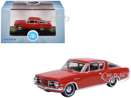1965 Plymouth Barracuda Red 1/87 (HO) Scale Diecast Model Car Oxford Diecast 87PB65002