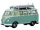 Volkswagen T1 Samba Bus RHD Right Hand Drive Green Two Tone with Surfboards on Roof Rack 1/148 (N) Scale Diecast Model Car Oxford Diecast NVWS005