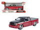 2006 Chevrolet Silverado Custom Pickup Truck Red Metallic and Black with Silver Stripes Die Cast Collection Series 1/25 Diecast Model Car Motormax 79039-RDBK