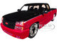 2006 Chevrolet Silverado Custom Pickup Truck Red Metallic and Black with Silver Stripes Die Cast Collection Series 1/25 Diecast Model Car Motormax 79039-RDBK