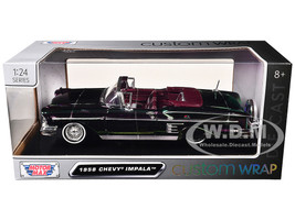 1958 Chevrolet Impala Green and Purple Chrome Custom Wrap Series 1/24 Diecast Model Car Motormax 79082