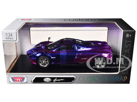 Pagani Huayra Pink and Purple Chrome Custom Wrap Series 1/24 Diecast Model Car Motormax 79084