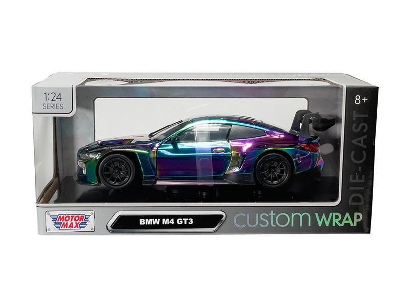 BMW M4 GT3 Chameleon Chrome Custom Wrap Series 1/24 Diecast Model Car Motormax 79094