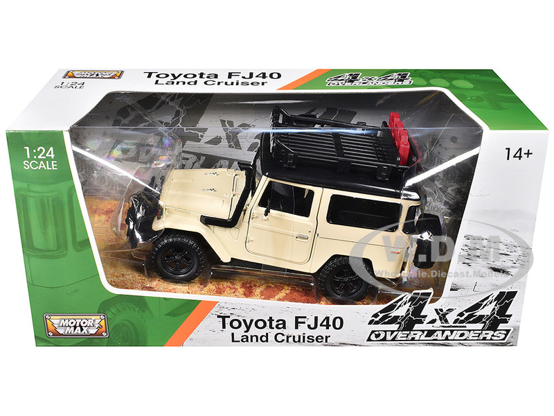 Toyota FJ40 Land Cruiser Beige 4x4 Overlanders Series 1/24 Diecast Model Car Motormax 79137-BG