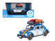 1966 Volkswagen Beetle Off Road #1718 Blue Metallic and White with German Flag Stripes and Roof Rack Accessories 1/24 Diecast Model Car Motormax 79681