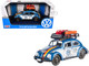 1966 Volkswagen Beetle Off Road #1718 Blue Metallic and White with German Flag Stripes and Roof Rack Accessories 1/24 Diecast Model Car Motormax 79681