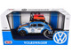 1966 Volkswagen Beetle Off Road #1718 Blue Metallic and White with German Flag Stripes and Roof Rack Accessories 1/24 Diecast Model Car Motormax 79681