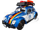 1966 Volkswagen Beetle Off Road #1718 Blue Metallic and White with German Flag Stripes and Roof Rack Accessories 1/24 Diecast Model Car Motormax 79681