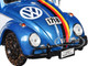 1966 Volkswagen Beetle Off Road #1718 Blue Metallic and White with German Flag Stripes and Roof Rack Accessories 1/24 Diecast Model Car Motormax 79681