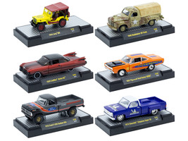 Auto Thentics 6 piece Set Release 102 IN DISPLAY CASES Limited Edition 1/64 Diecast Model Cars M2 Machines 32500-102