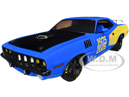 1971 Plymouth Barracuda 440 Yellow with Gray Stripes and Black Top