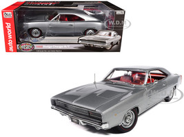 1968 Dodge Charger R T Muscle Car & Corvette Nationals MCACN Silver Metallic with Red Interior American Muscle Series 1/18 Diecast Model Car Auto World AMM1344