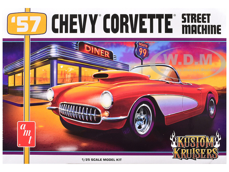 Skill 2 Model Kit 1957 Chevrolet Corvette Street Machine Kustom Kruisers Series 1/25 Scale Model AMT AMT1498