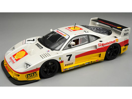1996 Ferrari F40 LM #7 Monte Shell White with Red and Yellow Stripes with Display Case Mythos Series Limited Edition to 80 pieces Worldwide 1/18 Model Car Tecnomodel TM18-410G