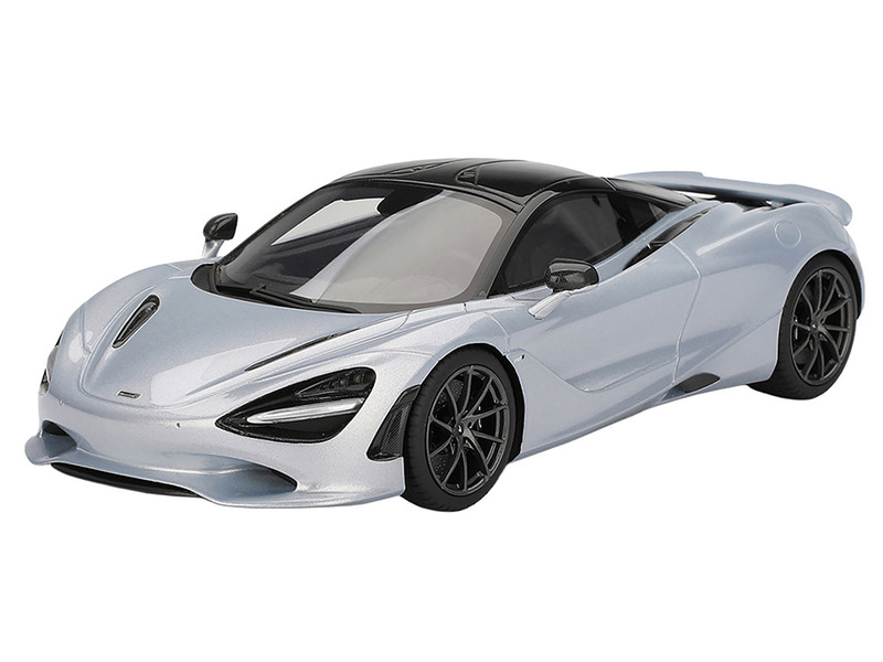 McLaren 750S Ice Silver Metallic with Black Top 1/18 Model Car Top Speed TS0546