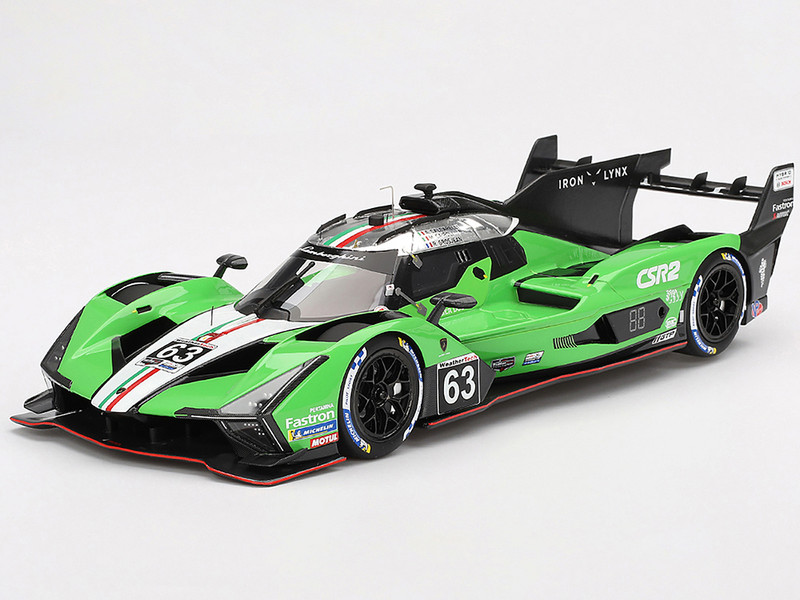 Lamborghini SC63 #63 Matteo Cairoli Andrea Caldarelli Romain Grosjean Iron Lynx IMSA 12 Hours of Sebring 2024 1/18 Model Car Top Speed TS0584
