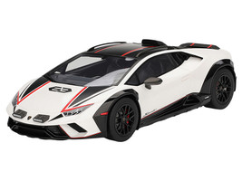 Lamborghini Huracan Sterrato Bianco Asopo White with Matt Black Top and Red Stripes 1/18 Model Car Top Speed TS0610