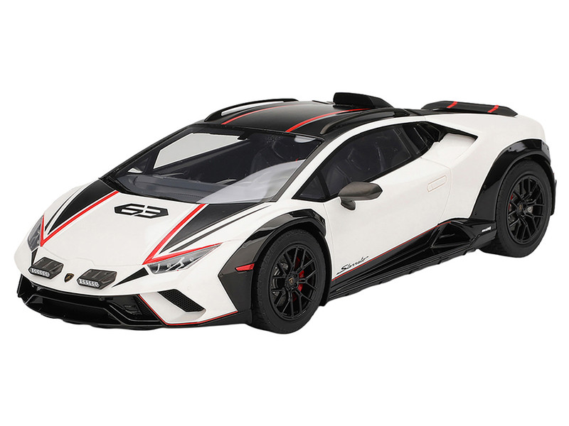 Lamborghini Huracan Sterrato Bianco Asopo White with Matt Black Top and Red Stripes 1/18 Model Car Top Speed TS0610