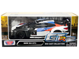 BMW M4 GT3 #1 White with Black Blue and Red Graphics GT Racing Series 1/24 Diecast Model Car Motormax 73912