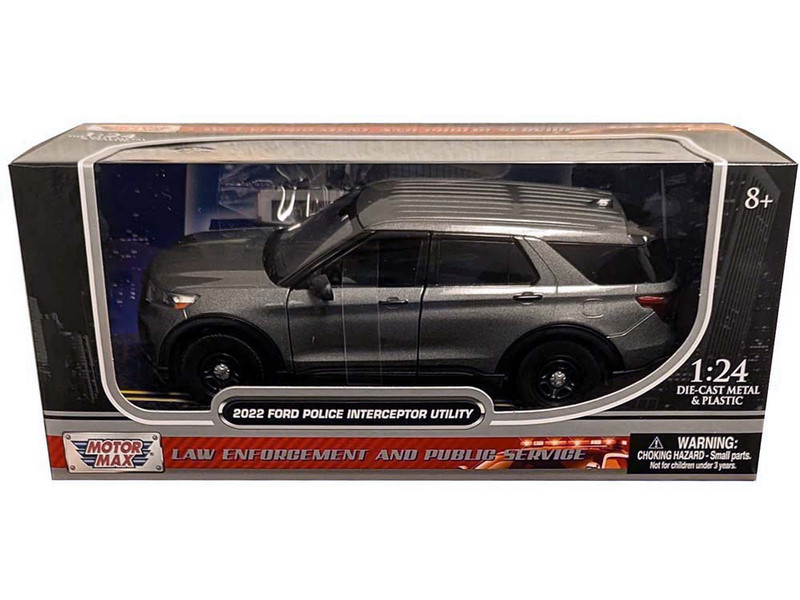 2022 Ford Police Interceptor Utility Unmarked Gray Metallic Builder s Kit Law Enforcement and Public Service Series 1/24 Diecast Model Car Motormax 76988GRY-BB