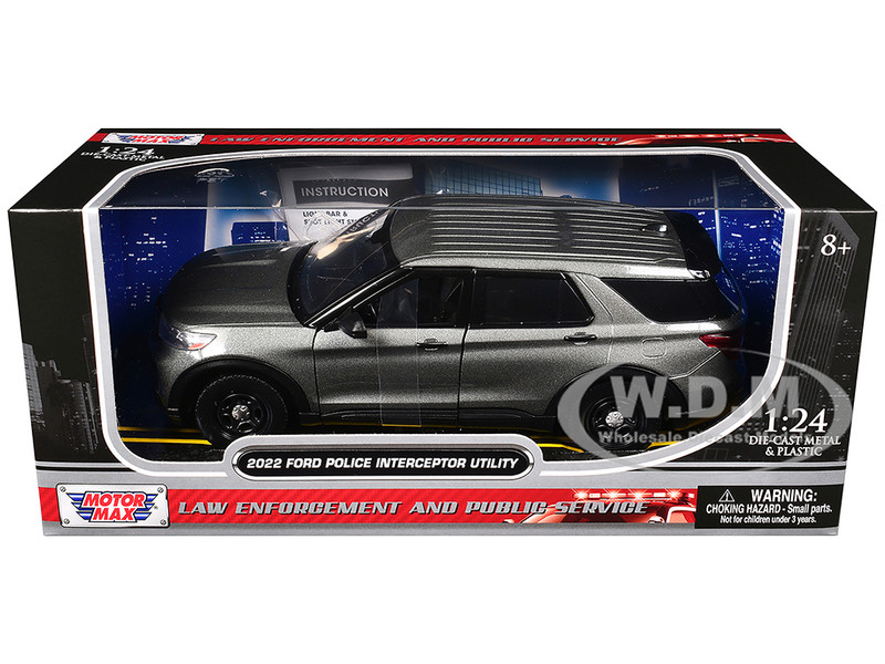 2022 Ford Police Interceptor Utility Unmarked Gray Metallic Builder s Kit Law Enforcement and Public Service Series 1/24 Diecast Model Car Motormax 76988GRY-BB