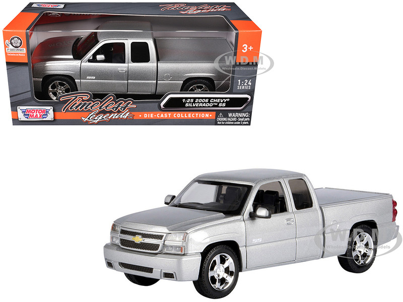 2006 Chevrolet Silverado SS Pickup Truck Silver Metallic Timeless Legends Series 1/25 Diecast Model Car Motormax 79394S