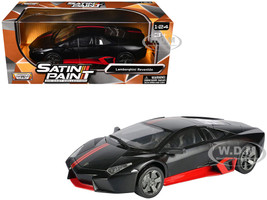 Lamborghini Reventon Matt Black with Red Stripes Satin Paint Series 1/24 Diecast Model Car Motormax 79509