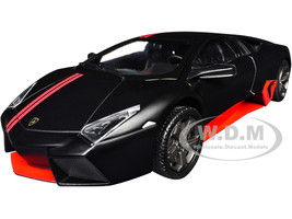 Lamborghini Reventon Matt Black with Red Stripes Satin Paint Series 1/24 Diecast Model Car Motormax 79509