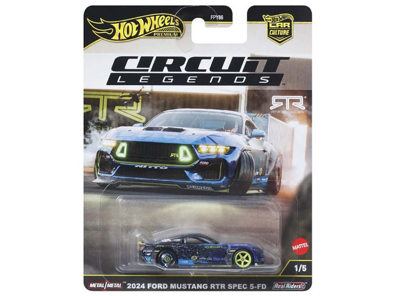 2024 Ford Mustang RTR Spec 5 FD Dark Blue with Graphics Circuit Legends Series Diecast Model Car Hot Wheels JBK48