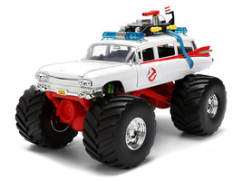1959 Cadillac Ambulance Ecto 1 Ghostbusters 1984 Movie Monster Truck Version Hollywood Rides Series 1/24 Diecast Model Car Jada 35943
