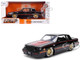 1987 Buick Grand National Black with Matt Red Hood and Stripes Bigtime Muscle Series 1/24 Diecast1987 Buick Grand National Black with Matt Red Hood and Stripes Bigtime Muscle Series 1/24 Diecast Model Car Jada 36586 Model Car Jada 36586