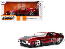 1973 Ford Mustang Mach 1 Red Metallic with Matt Black Hood and Black Stripes Bigtime Muscle Series 1/24 Diecast Model Car Jada 36589