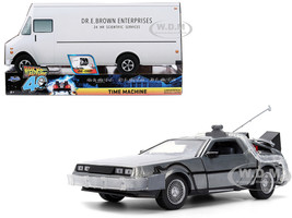 DeLorean Brushed Metal Time Machine with Lights Back to the Future 1985 Movie 40th Anniversary Special Packaging Hollywood Rides Series 1/24 Diecast Model Car Jada 36849