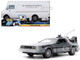 DeLorean Brushed Metal Time Machine with Lights Back to the Future 1985 Movie 40th Anniversary Special Packaging Hollywood Rides Series 1/24 Diecast Model Car Jada 36849